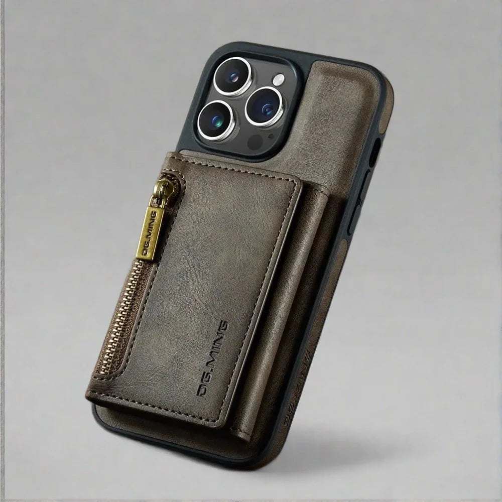 RFID iPhone Wallet Hülle | Abnehmbare magnetische Leder-Autohalterung Stoßfeste Hülle