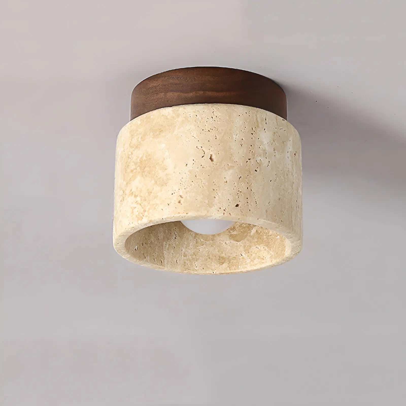 Rustikale Travertin-Deckenleuchte – Wabi-Sabi Design