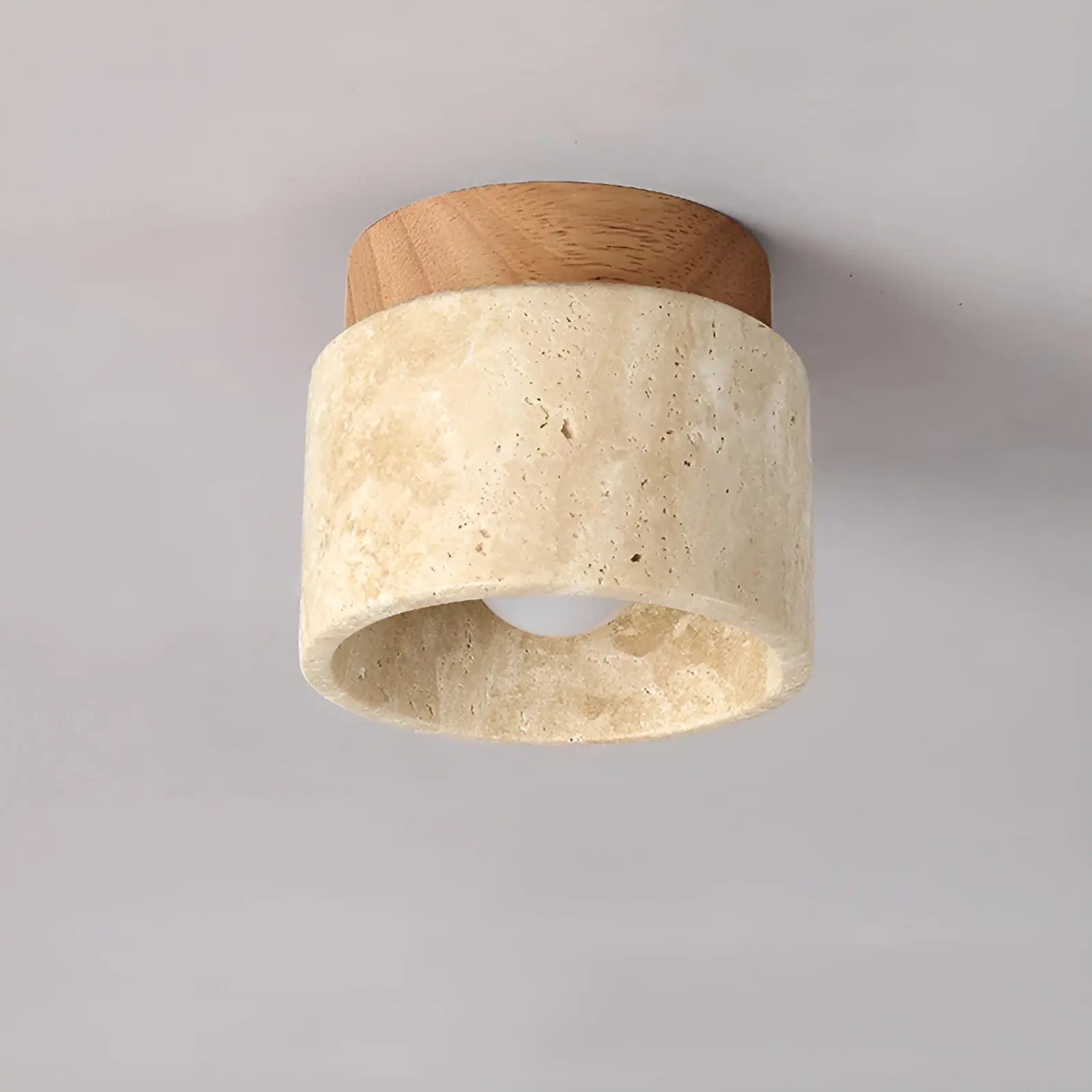 Rustikale Travertin-Deckenleuchte – Wabi-Sabi Design