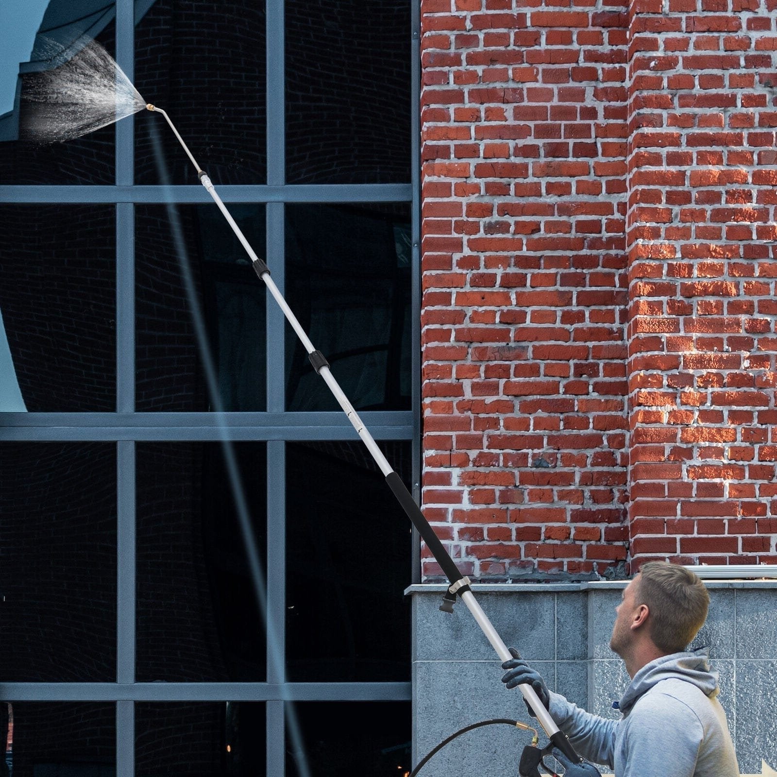 Teleskopverlängerungsstange Hochdruckreiniger 6–20 Fuß mit Adapter, Düsen & Tragegurt