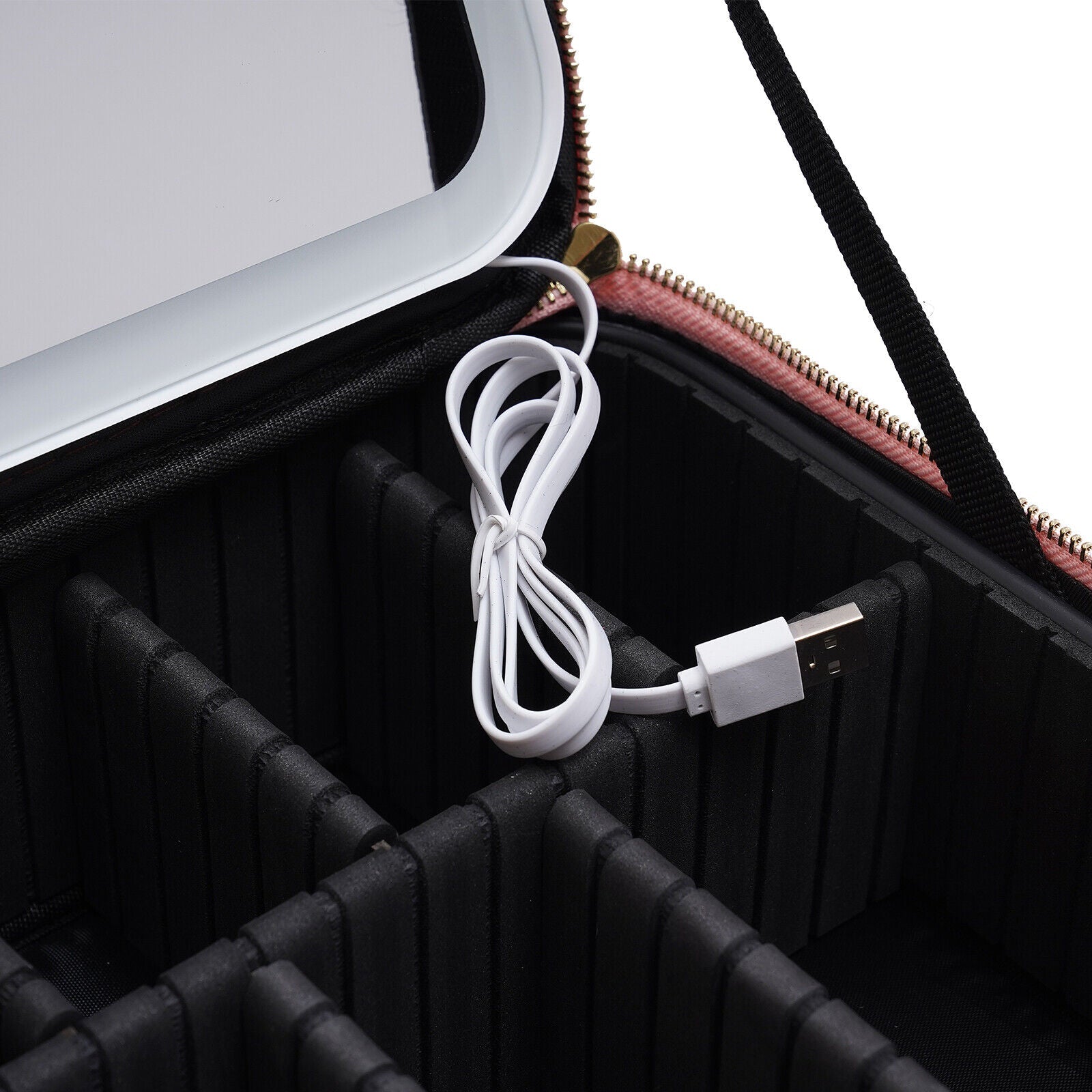Portables Reise-Make-up-Etui mit LED-Spiegel & einstellbarem Licht