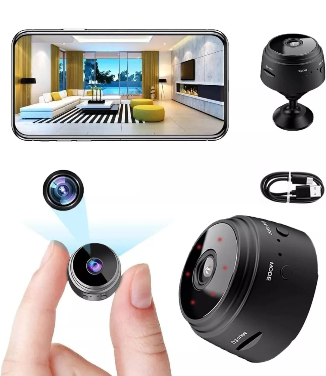 Kompakte Magnet Mini Kamera A9: Tragbare 1080p WiFi Überwachung – Ideal für diskrete Überwachung