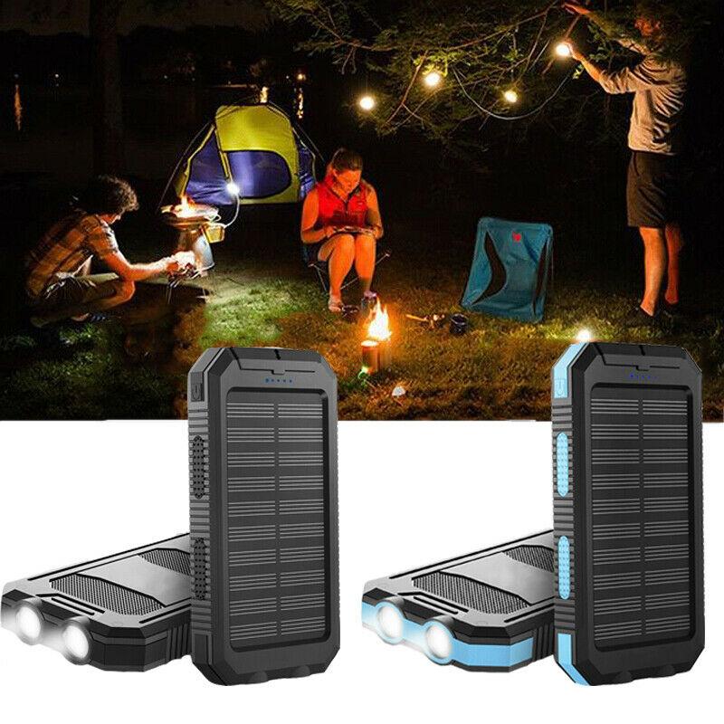 Solar Power Bank 50000mAh – wasserdicht IP44, duale USB, LED Taschenlampe, tragbar