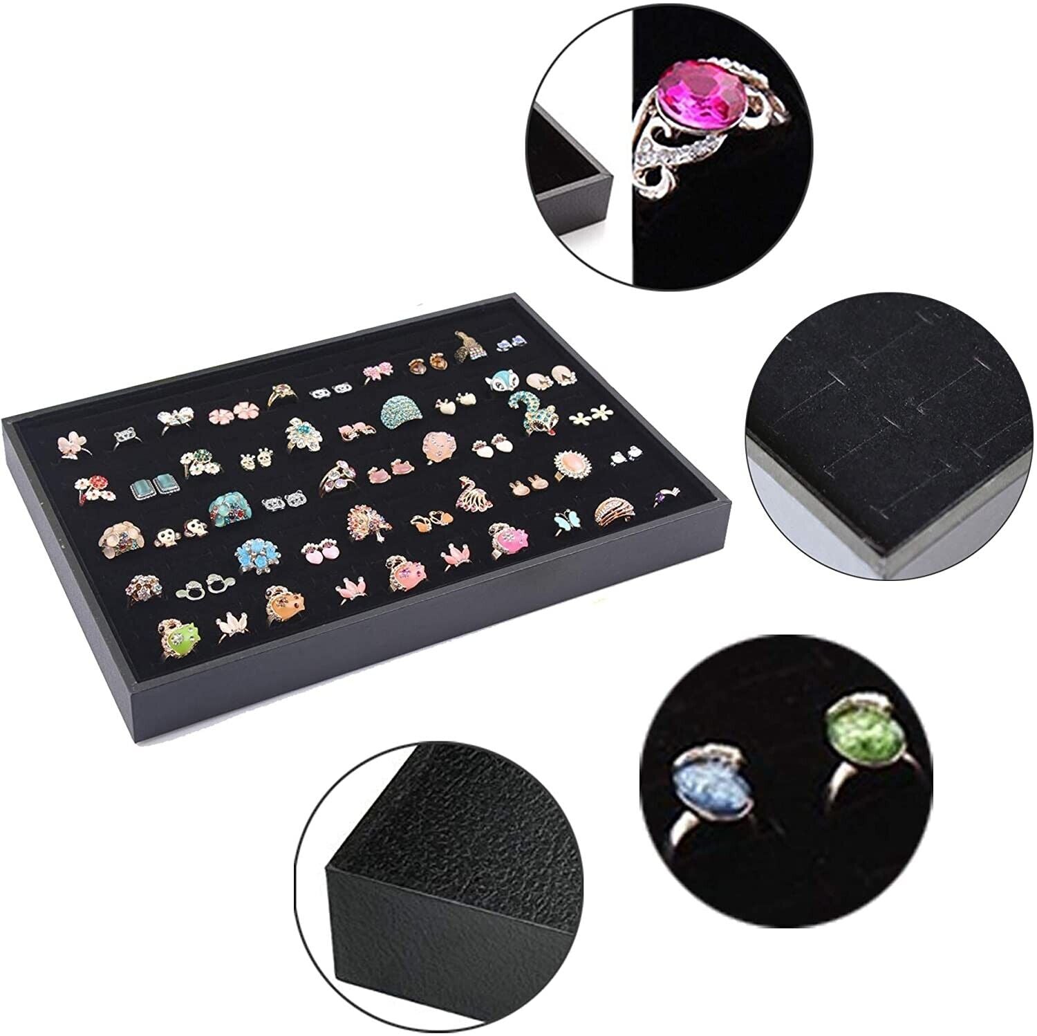 100 Slots Schmuck Ring Anzeige Organizer Tray Halter Ohrringe Aufbewahrungsbox Fall