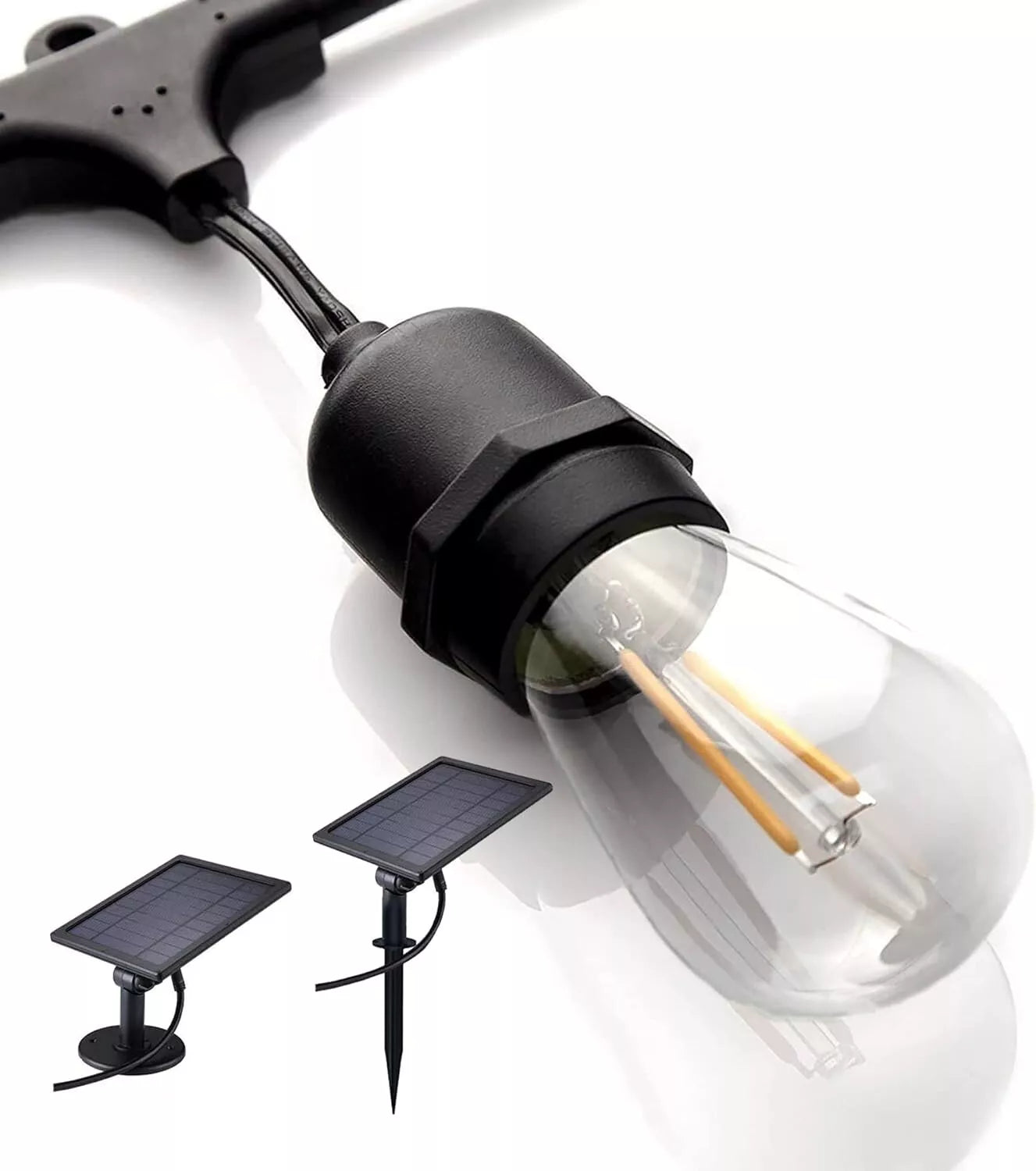 48Ft Solarbetriebene Lichterkette Wasserdichte LED Hängeleuchten mit 15 Glühbirnen
