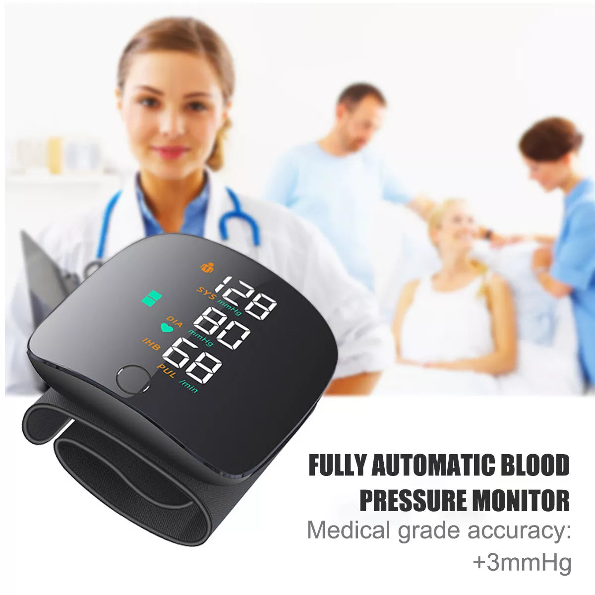 Smart Wrist Blutdruckmonitor – Elektronisches tragbares Sphygmomanometer mit Sprachwarnungen