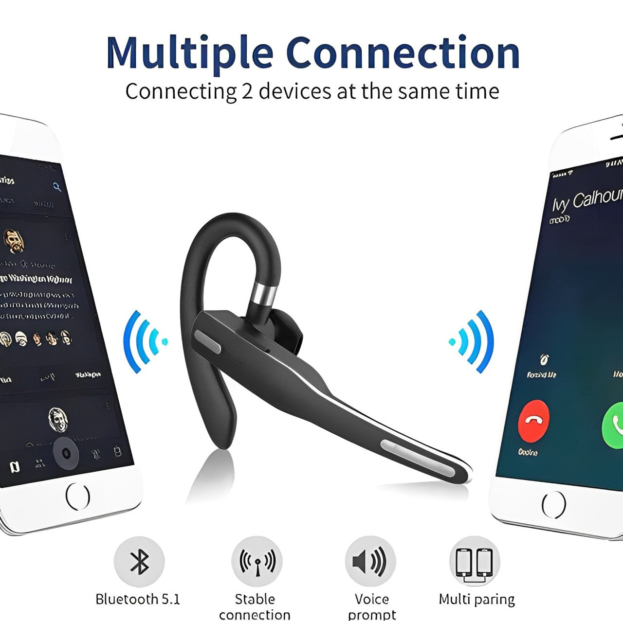 Trucker Dual Mic Wireless Bluetooth 5.1 Geräuschunterdrückendes Headset/Ohrstück