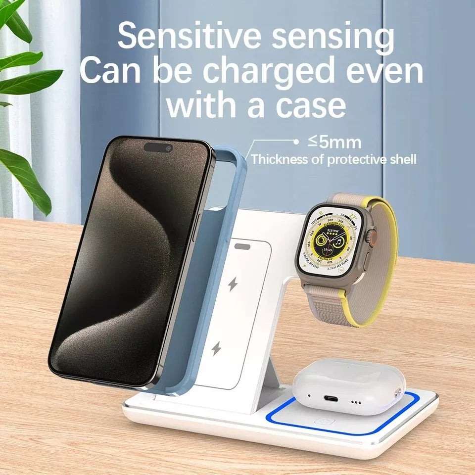 3-in-1 Wireless Ladehub: Schnelllade-Ständer für iPhone, Apple Watch und AirPods