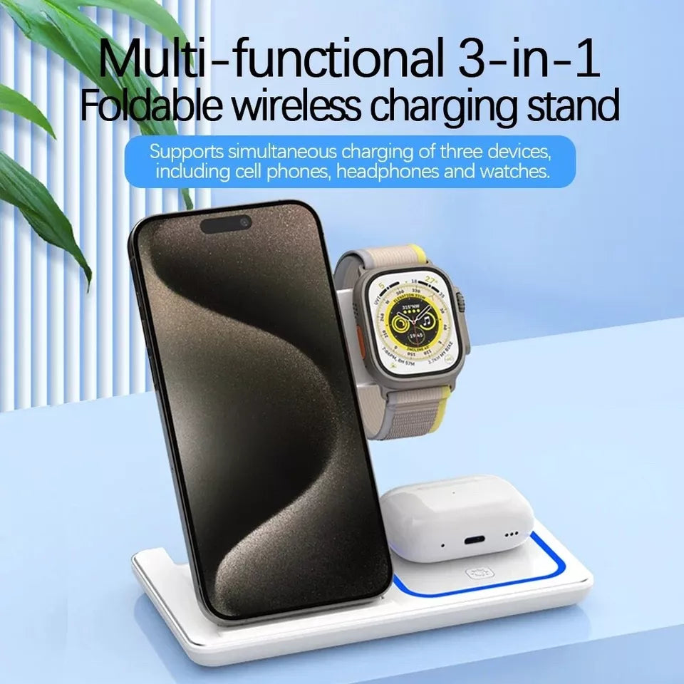 3-in-1 Wireless Ladehub: Schnelllade-Ständer für iPhone, Apple Watch und AirPods