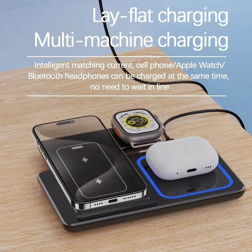 3-in-1 Wireless Ladehub: Schnelllade-Ständer für iPhone, Apple Watch und AirPods