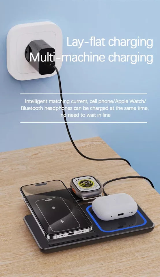 3-in-1 Wireless Ladehub: Schnelllade-Ständer für iPhone, Apple Watch und AirPods