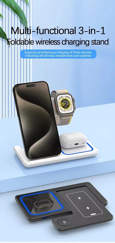 3-in-1 Wireless Ladehub: Schnelllade-Ständer für iPhone, Apple Watch und AirPods