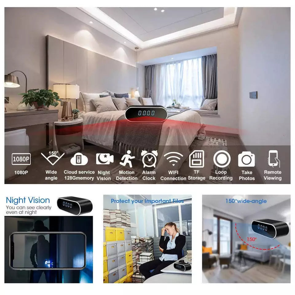 Versteckte Kamera für Zuhause 1080p HD DVR Drahtlose Sicherheits-Selbstinstallations-Kamera Uhrenkit