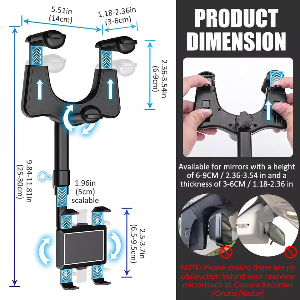 Universeller Handyhalter für Auto – Rückspiegelmontage