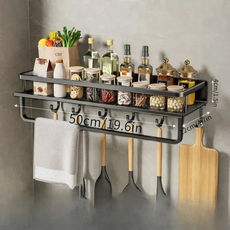 Schwarzes Küchenregal - Modernes Design | Platzsparend