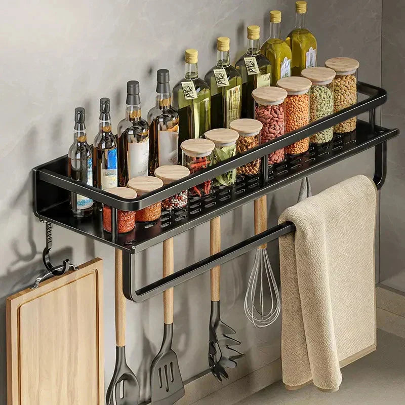 Schwarzes Küchenregal - Modernes Design | Platzsparend