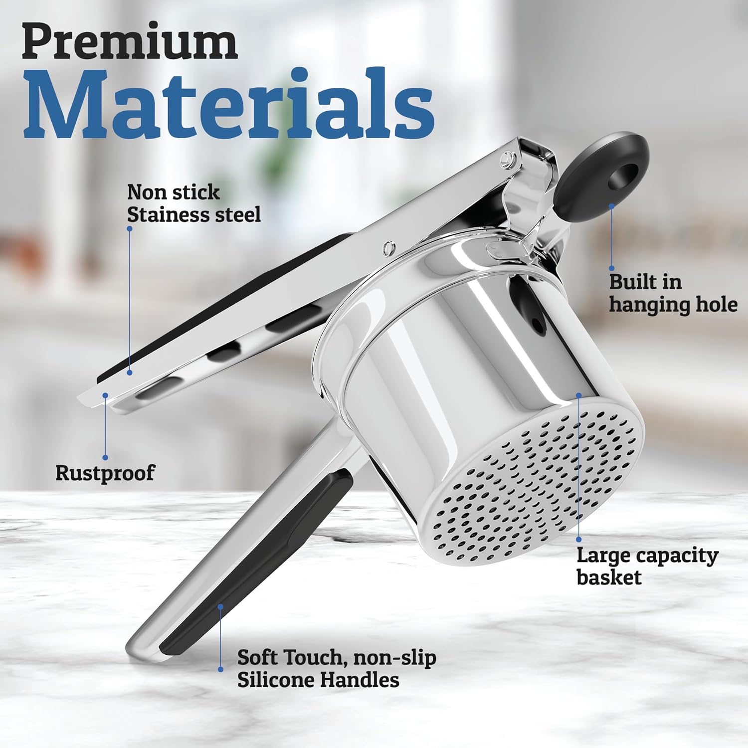 Perfektes Kartoffelpüree - Schwerer Edelstahl Kartoffelstampfer