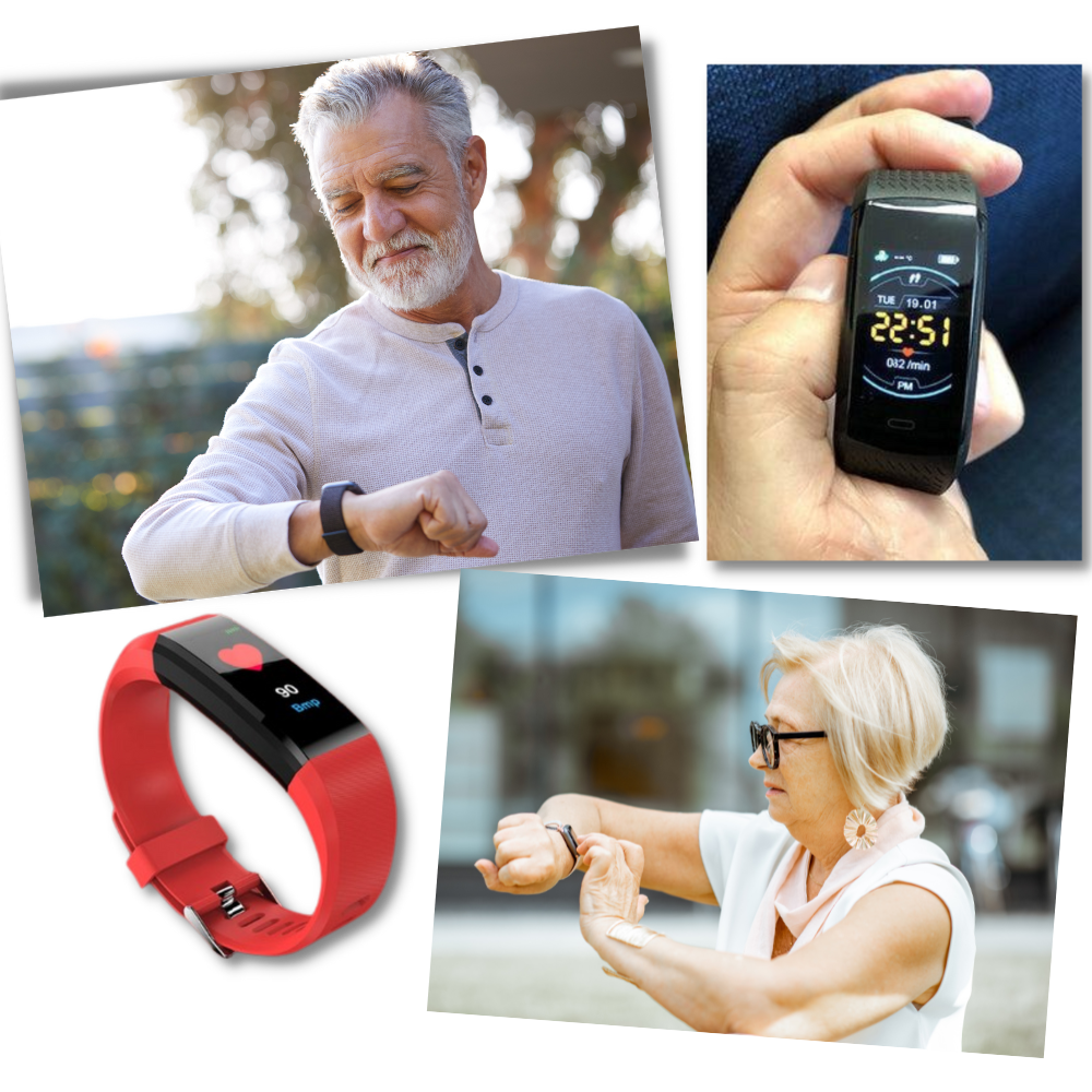 Senior Smartwatch – Basis-Fitness-Tracker mit Schrittzähler, Herzfrequenzmesser & benutzerfreundlichem Design