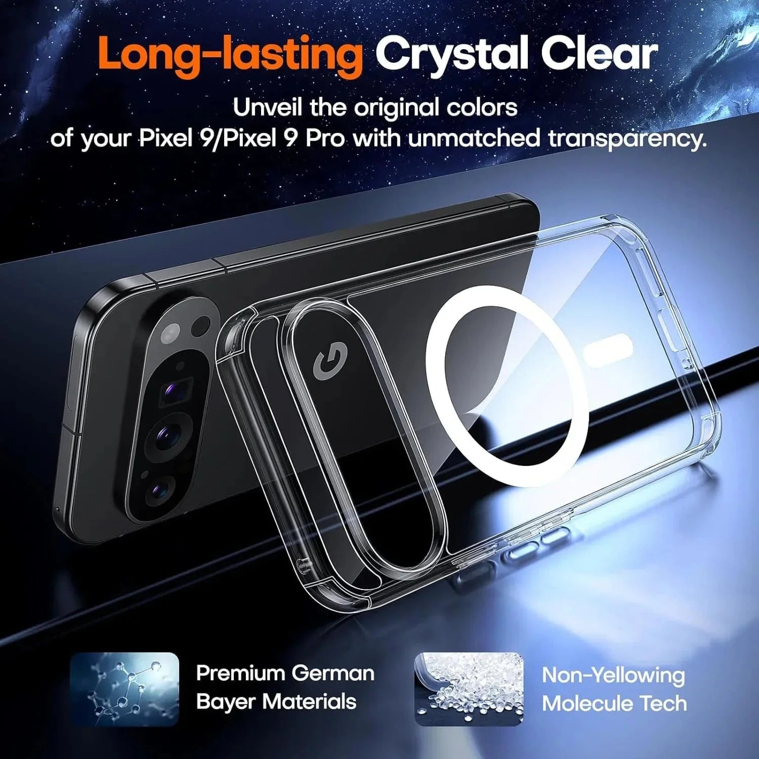 Stoßsicheres Google Pixel 9 Wireless Charging Clear Case