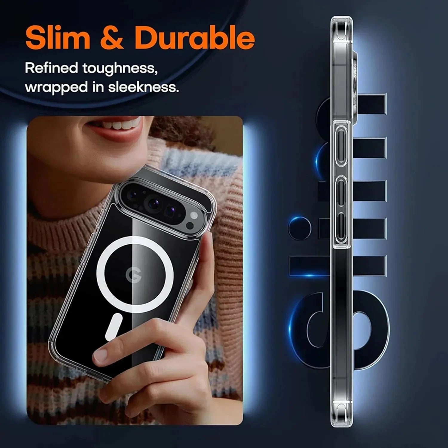 Stoßsicheres Google Pixel 9 Wireless Charging Clear Case