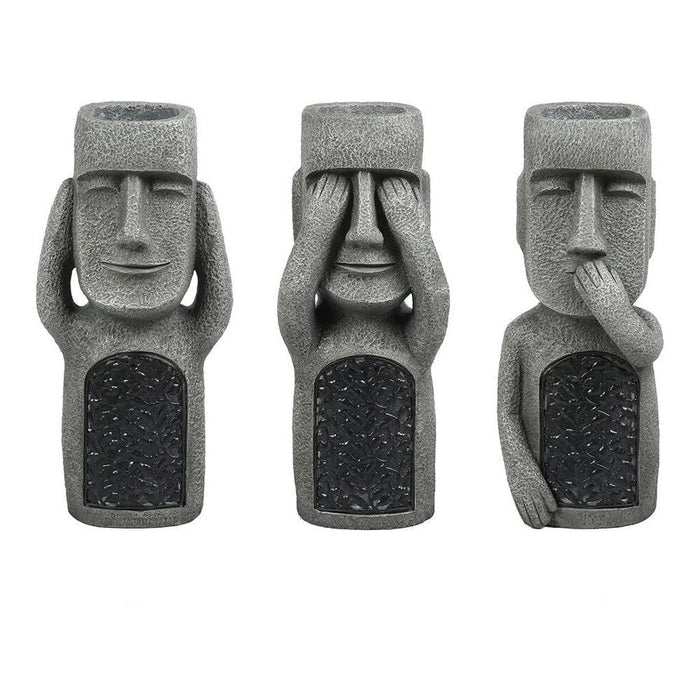 Skulptur Blumentopf mit Solar LED Licht Garten