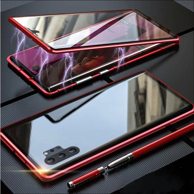 Magnetische gehärtete Glas doppelseitige Handyhülle für Samsung