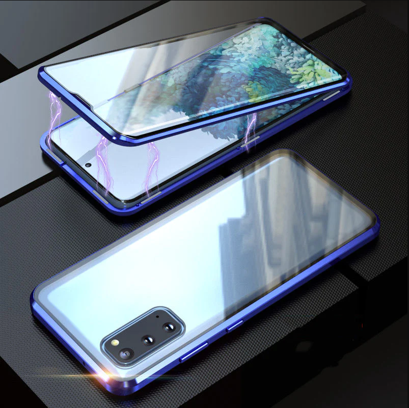 Magnetische gehärtete Glas doppelseitige Handyhülle für Samsung