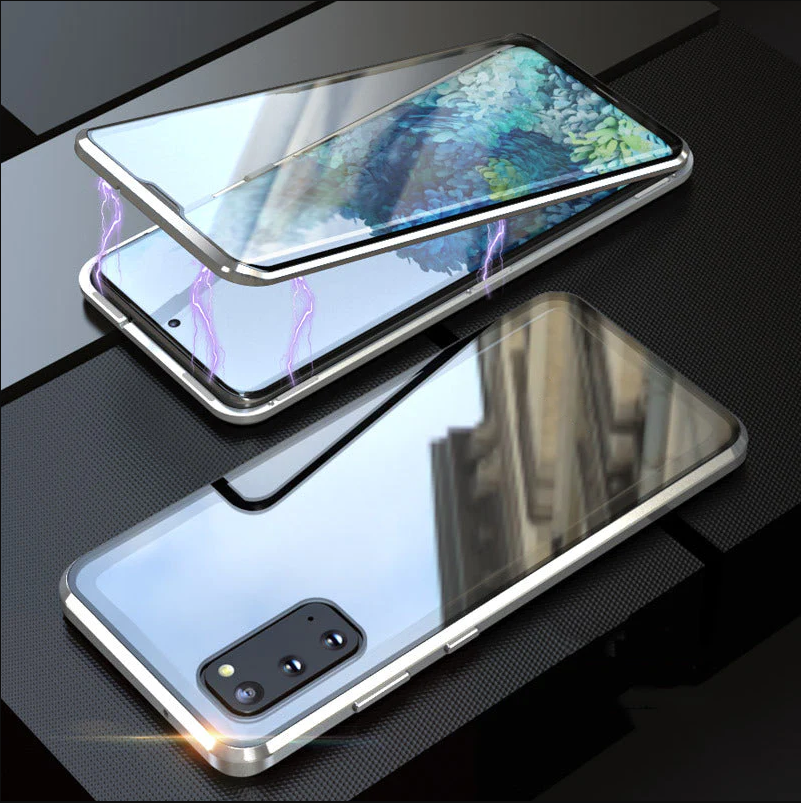 Magnetische gehärtete Glas doppelseitige Handyhülle für Samsung