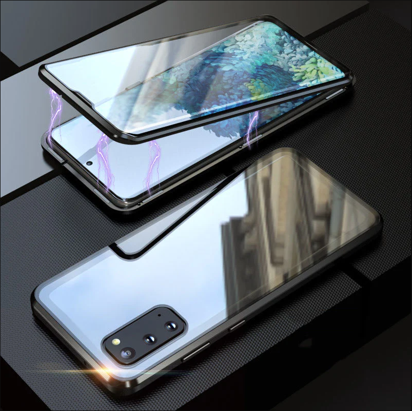 Magnetische gehärtete Glas doppelseitige Handyhülle für Samsung
