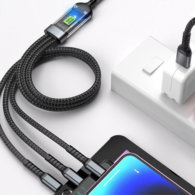 Transparentes Leuchtendes 3-in-1 Superschnellladekabel – Universelles Ladegerät für iPhone, Android & Type-C