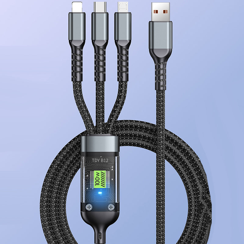 Transparentes Leuchtendes 3-in-1 Superschnellladekabel – Universelles Ladegerät für iPhone, Android & Type-C