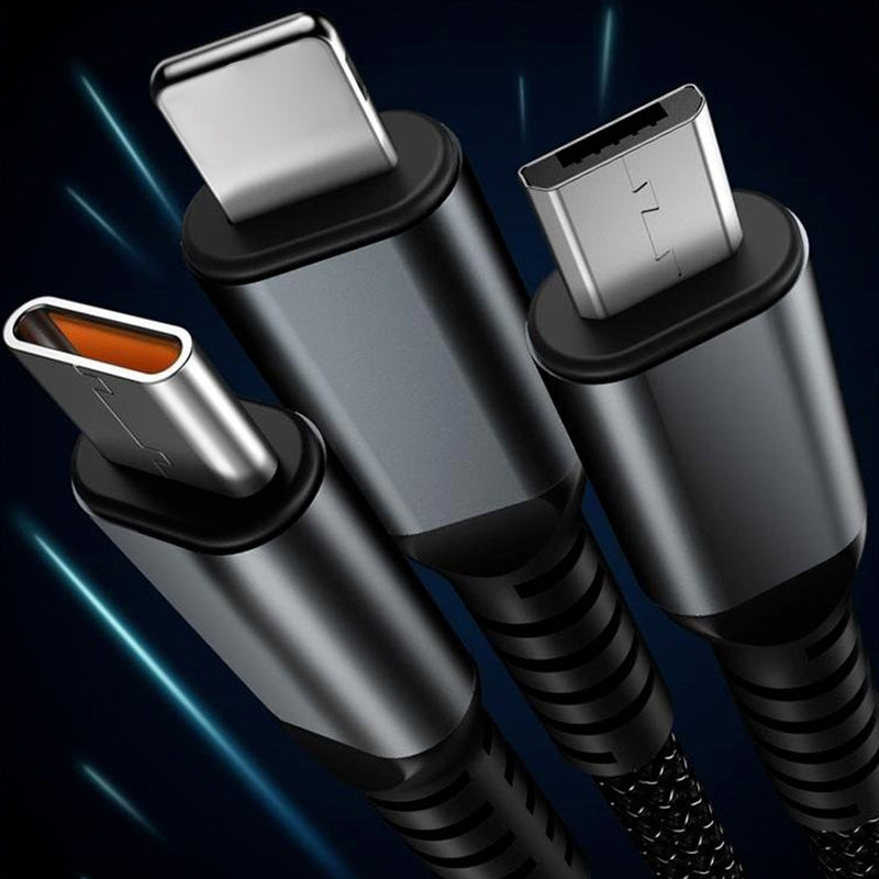 Transparentes Leuchtendes 3-in-1 Superschnellladekabel – Universelles Ladegerät für iPhone, Android & Type-C