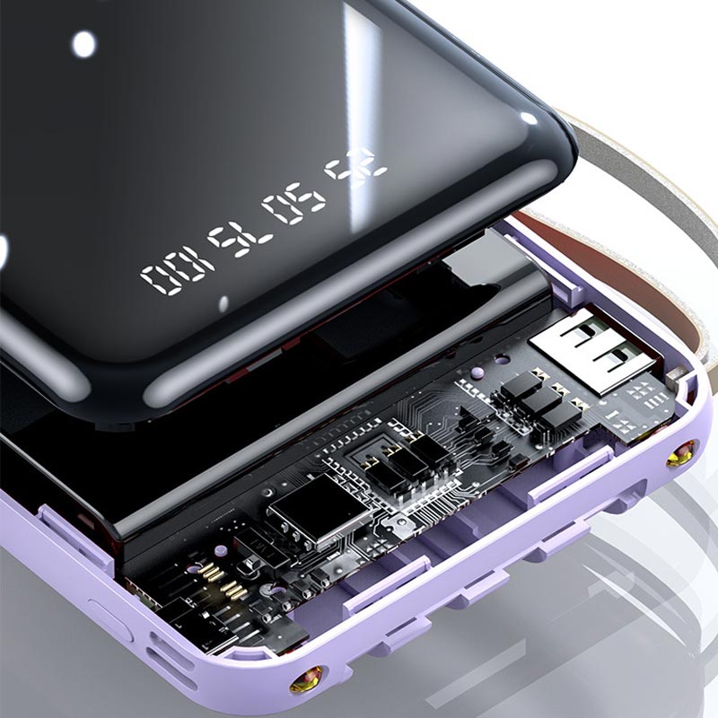 Schnelllade 20000mAh Mini Power Bank mit integrierten Kabeln