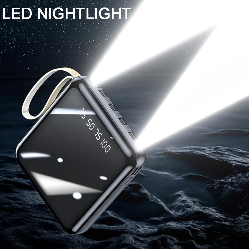 Schnelllade 20000mAh Mini Power Bank mit integrierten Kabeln