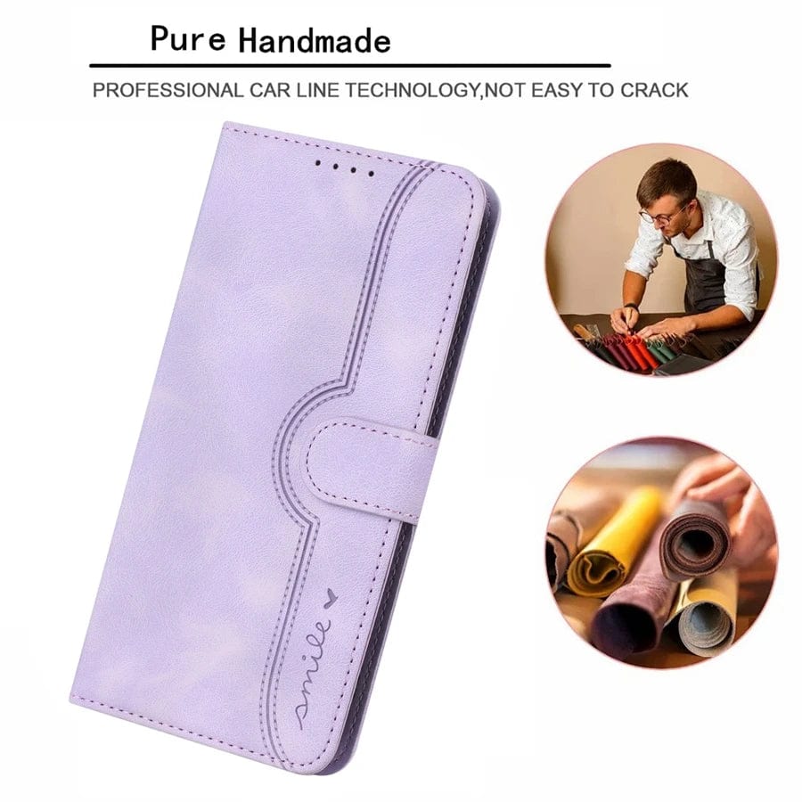 Rutschfeste Leder Magnetic iPhone Flip Cover Geldbörse Hülle