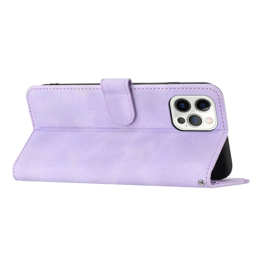 Rutschfeste Leder Magnetic iPhone Flip Cover Geldbörse Hülle