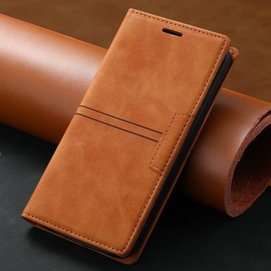 Wildleder iPhone Magnet Flip Cover Kartenhalter Geldbörse Hülle