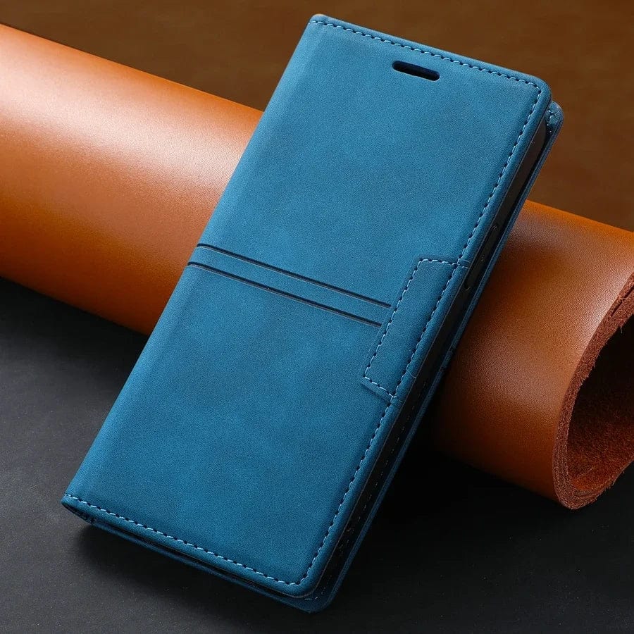 Wildleder iPhone Magnet Flip Cover Kartenhalter Geldbörse Hülle