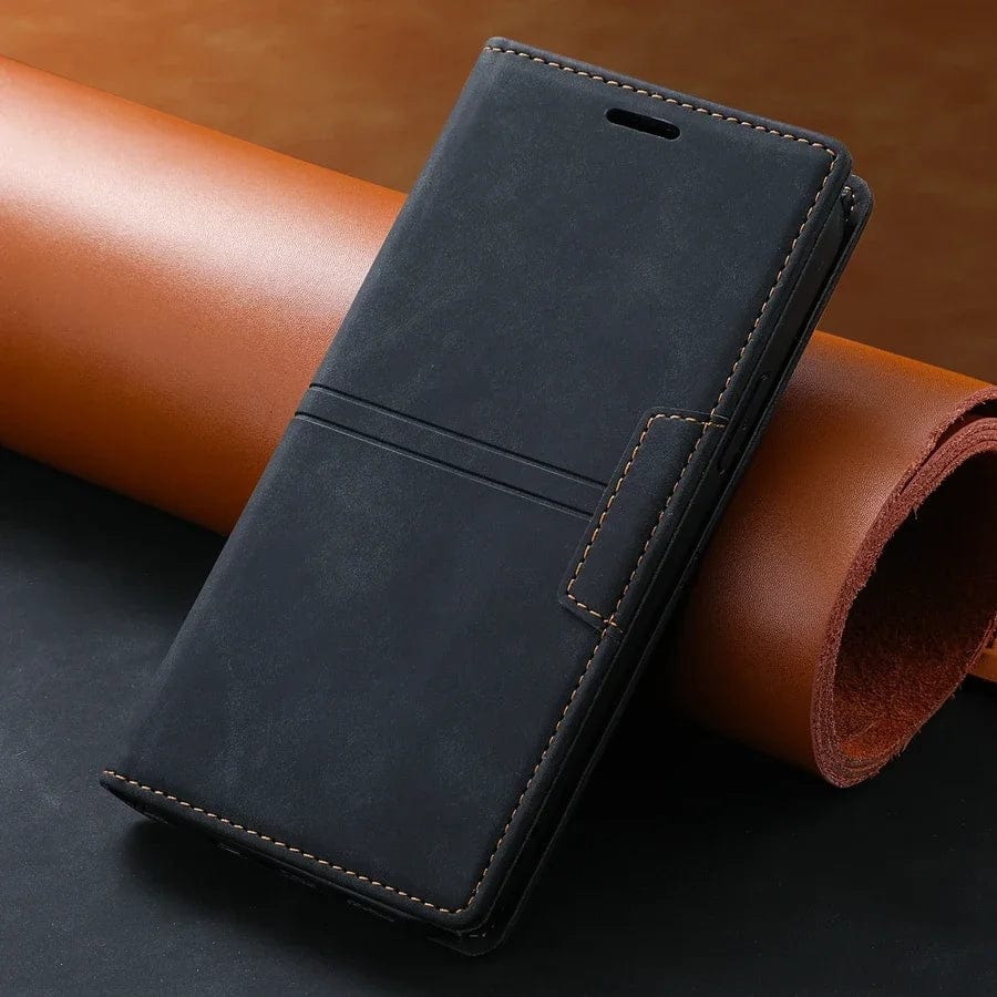 Wildleder iPhone Magnet Flip Cover Kartenhalter Geldbörse Hülle