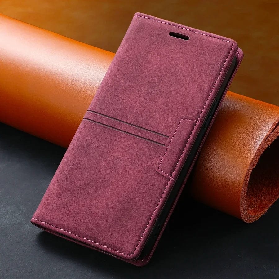 Wildleder iPhone Magnet Flip Cover Kartenhalter Geldbörse Hülle