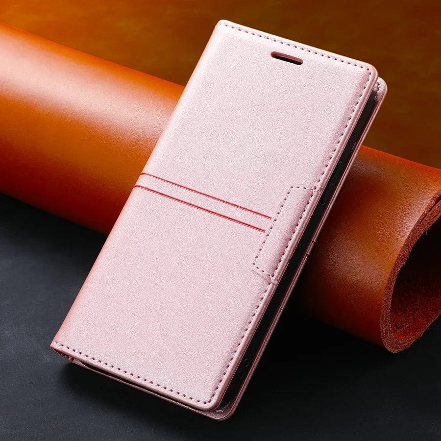Wildleder iPhone Magnet Flip Cover Kartenhalter Geldbörse Hülle