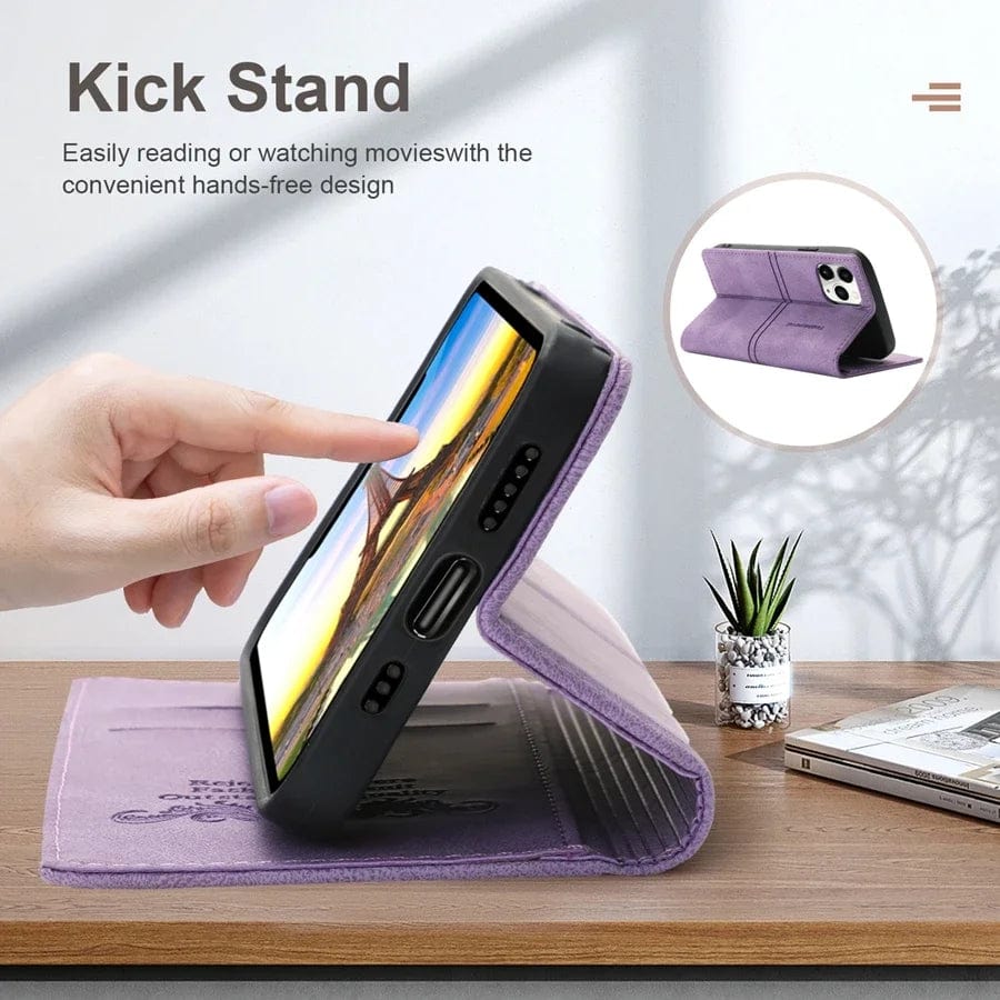 Wildleder iPhone Magnet Flip Cover Kartenhalter Geldbörse Hülle