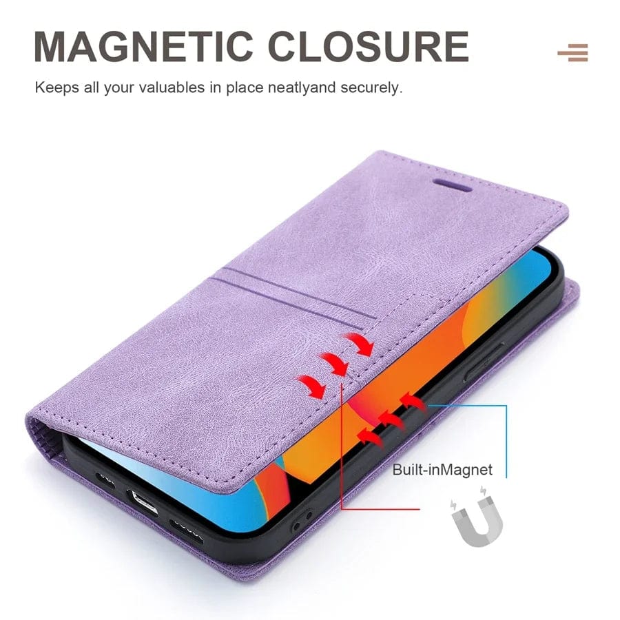 Wildleder iPhone Magnet Flip Cover Kartenhalter Geldbörse Hülle