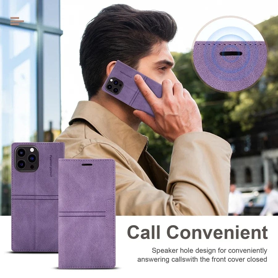Wildleder iPhone Magnet Flip Cover Kartenhalter Geldbörse Hülle
