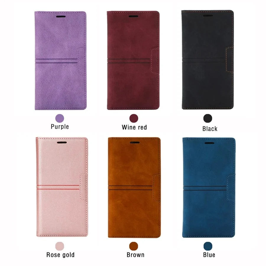 Wildleder iPhone Magnet Flip Cover Kartenhalter Geldbörse Hülle