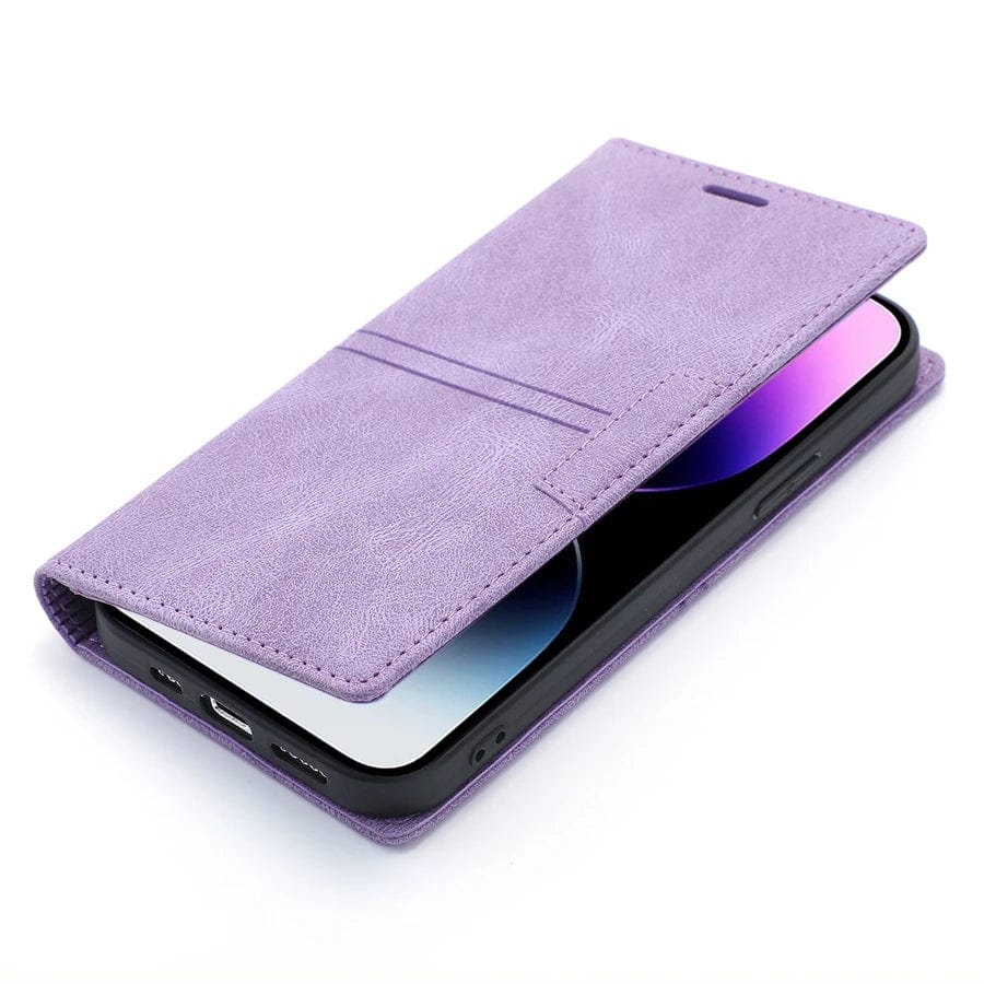 Wildleder iPhone Magnet Flip Cover Kartenhalter Geldbörse Hülle