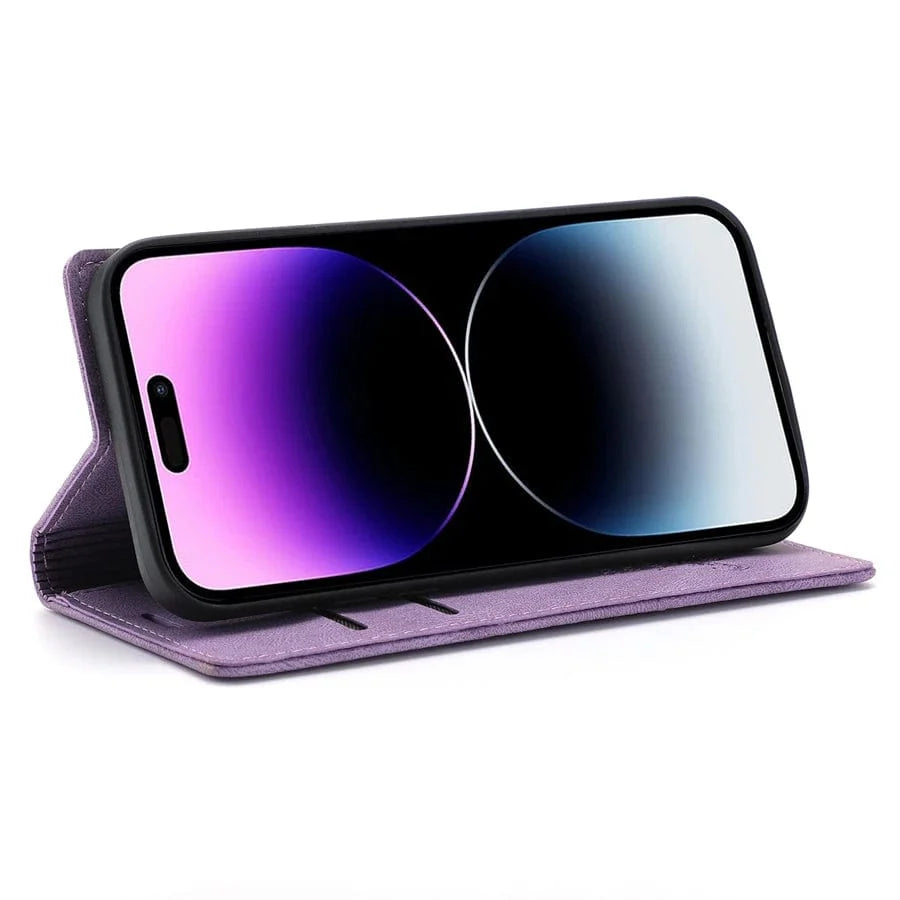 Wildleder iPhone Magnet Flip Cover Kartenhalter Geldbörse Hülle