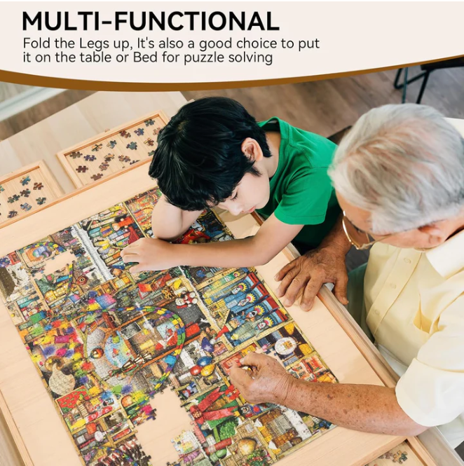 Puzzle-Tisch mit Schubladen