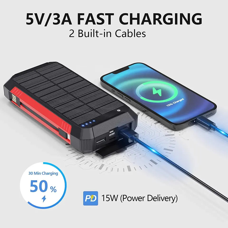30000mAh Solar-Ladegerät Wireless Wasserfest Power Bank Extern
