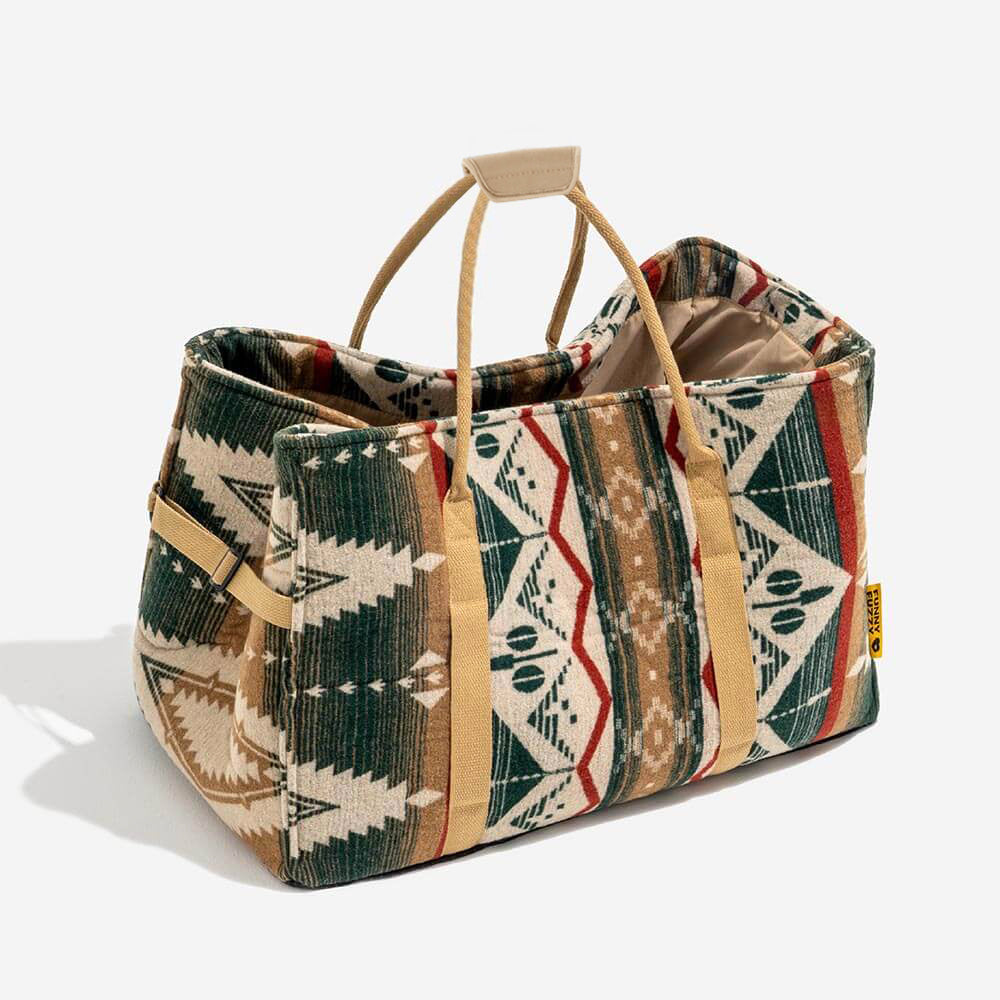Wendbarer Haustierträger & Schlafsack im Boho-Stil